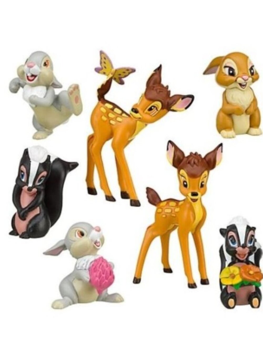 Bambi Thumper Flower Playset 7 Figure Cake Topper Toy Doll Set Collectible